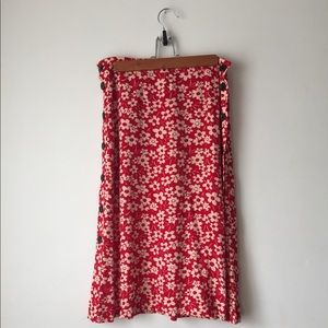 Midi Floral Buttoned Skirt